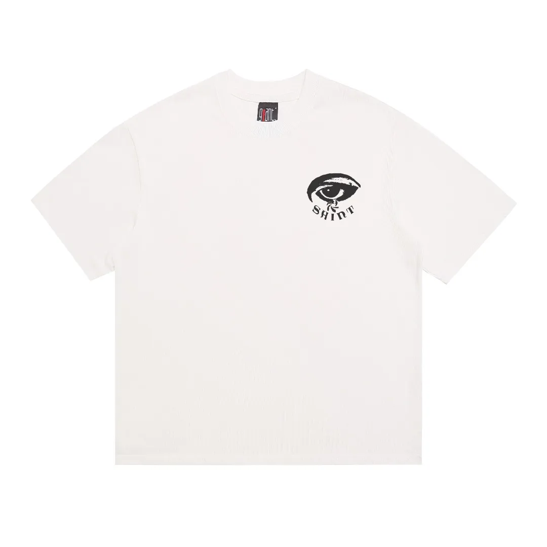 Stylish brand Saint michael 25FW God's Eye print distressed retro loose short-sleeved T-shirt. Digital white ink direct printing. The fabric is breathable and the pattern is three-dimensional and clear. Fabric: Double yarn 240g Style number: S930 Size: S-M-L-XL Color: White Price: P110